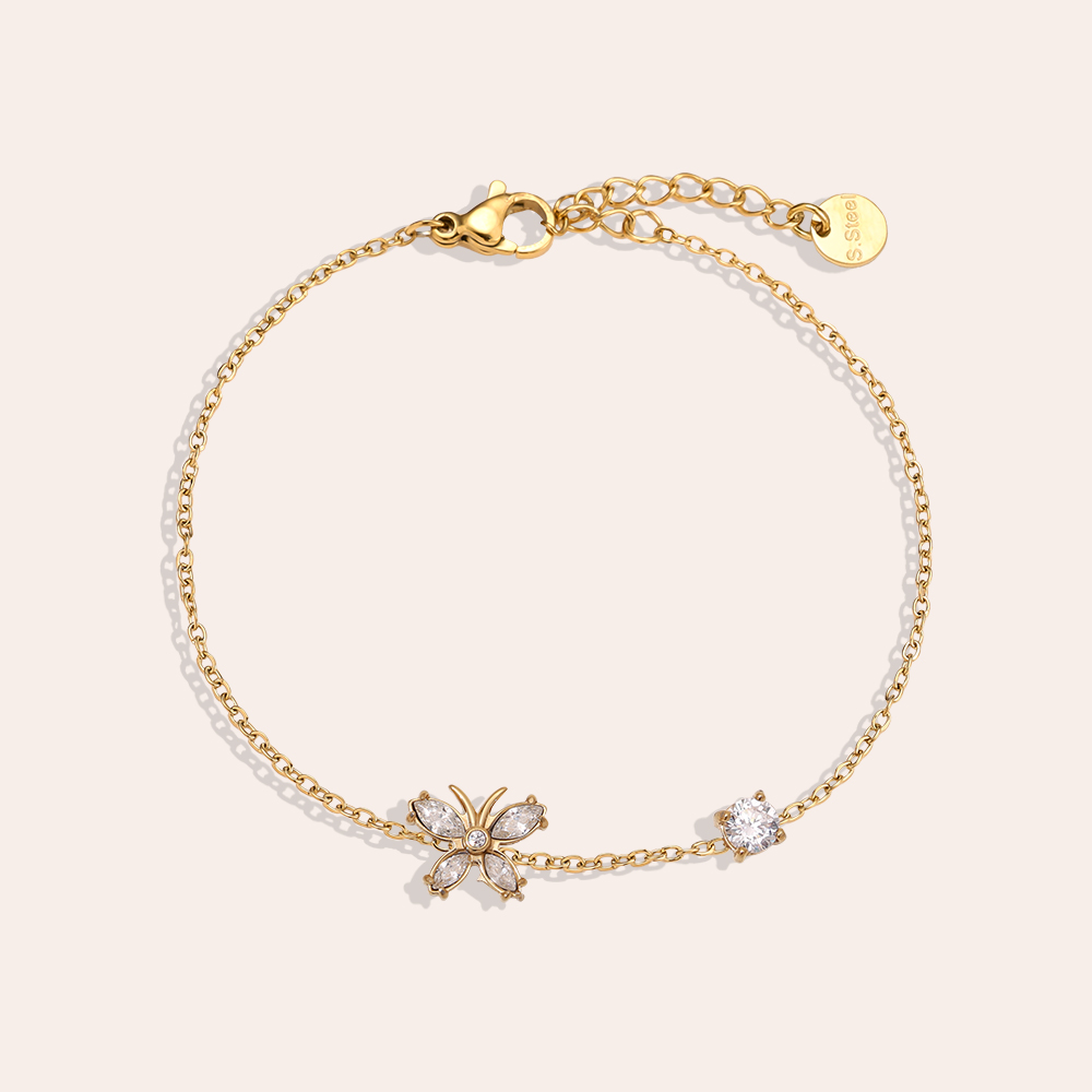 17cm Zirkonia Schmetterling Edelstahl Armband