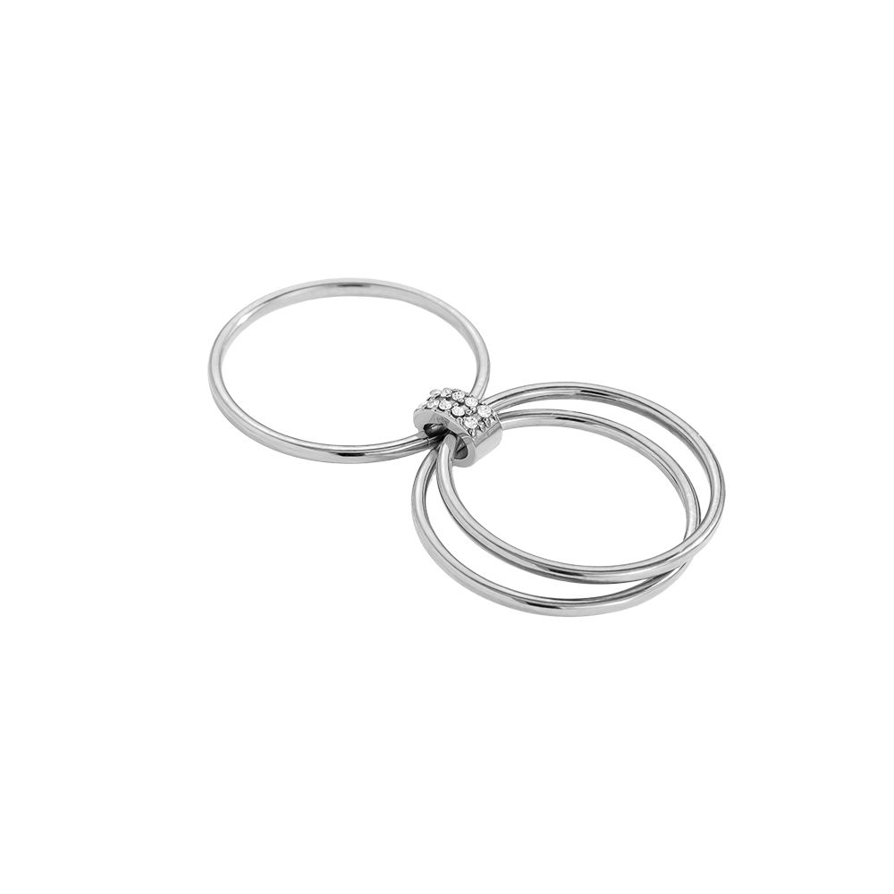  Three Simple Layer And Diamond Lock Ring Set Edelstahl Ring