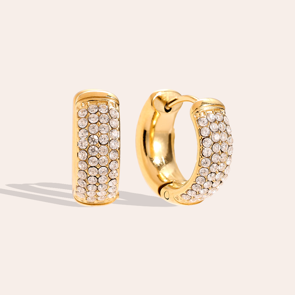 1.0cm 4 Lines Diamond Edelstahl Ohrringe