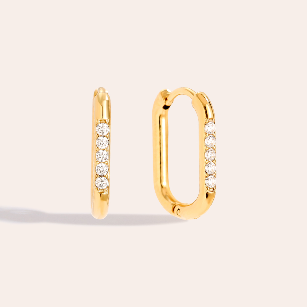 1.5cm Simple Diamond Hoop Edelstahl Ohrringe   