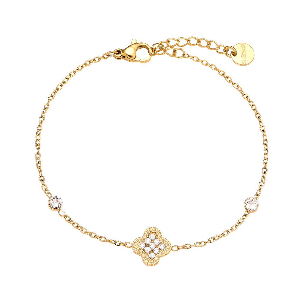 Edelstahl Armkette 16cm Diamond Lucky Flower And Dot