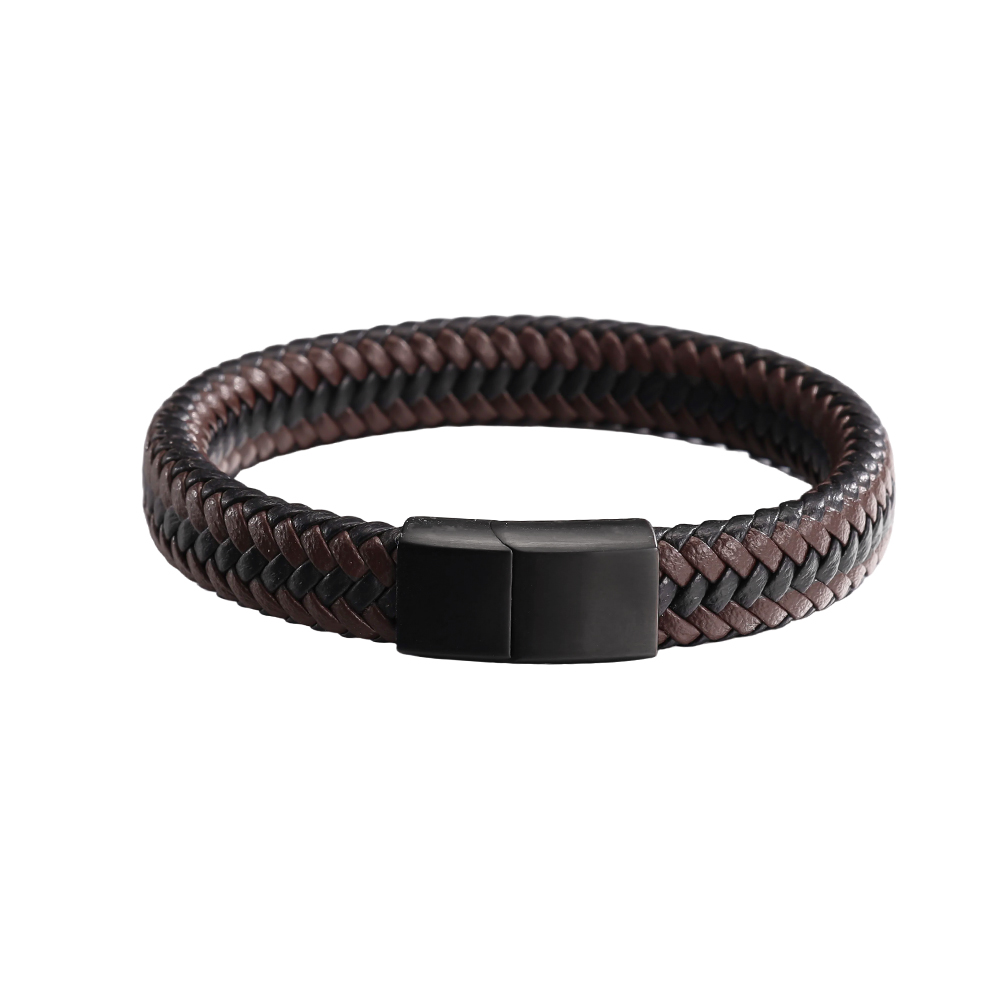  Edelstahl Armband PU Flechtoptik