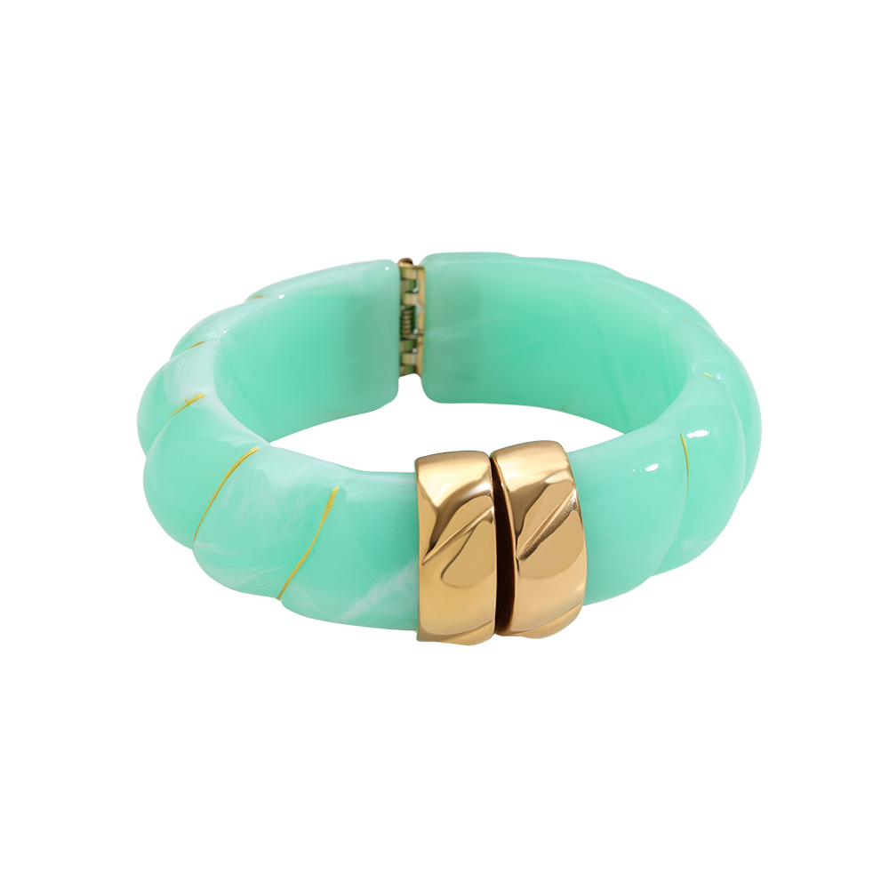 Cloud Round Chunky Resin Edelstahl Armreif    