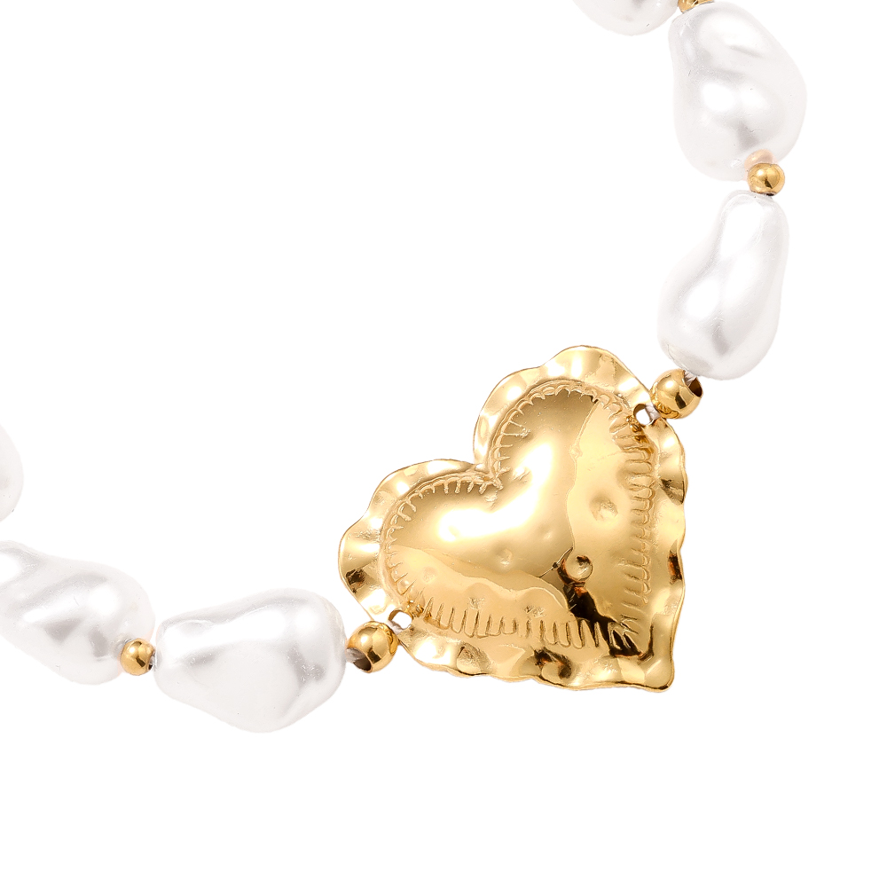 18cm Great Heart In Pearl Chain Edelstahl Armkette      