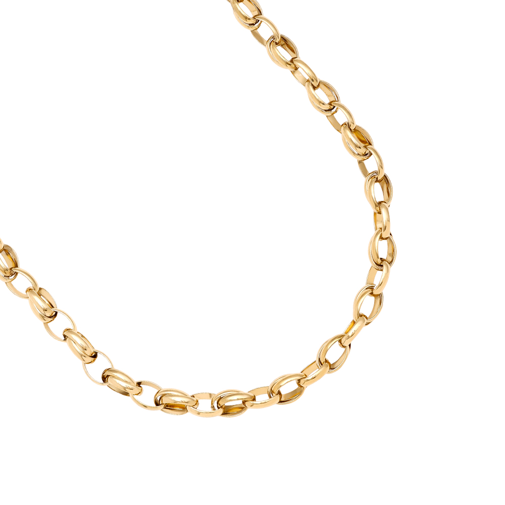 42cm ovale Gliederkette Edelstahl Halskette  