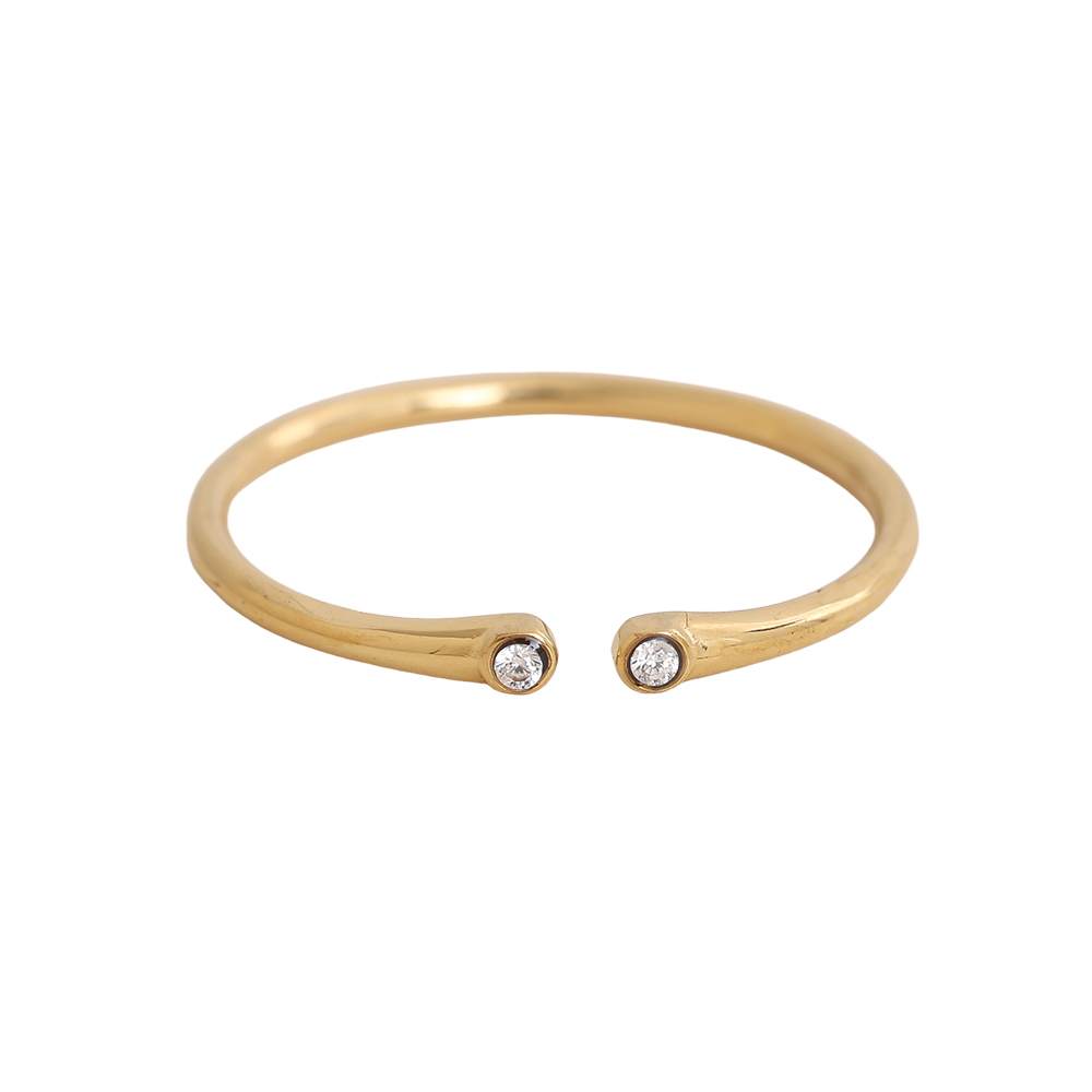 Verstellbarer Offener Zirkonia Edelstahl Ring