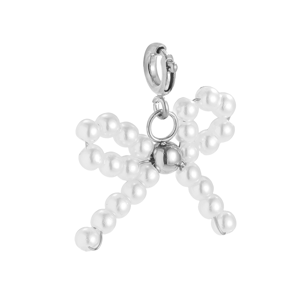 2cm Spring Clasp Pearl Bowtie Edelstahl Pendant       