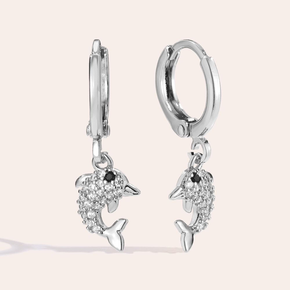25mm Cute Dolphin Diamond Vergoldete Ohrringe