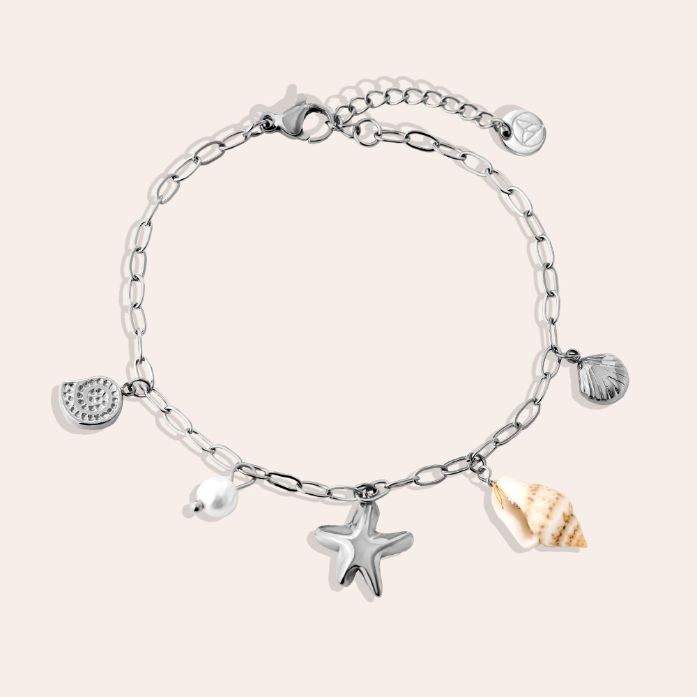 17cm Many Sea Life With Pearl Edelstahl Armband   