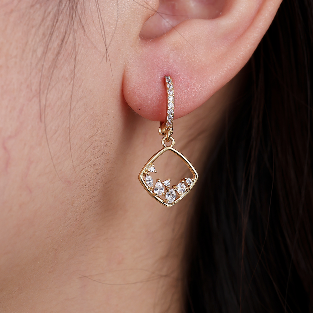 27mm Lovely Diamonds Frame Vergoldete Ohrringe   
