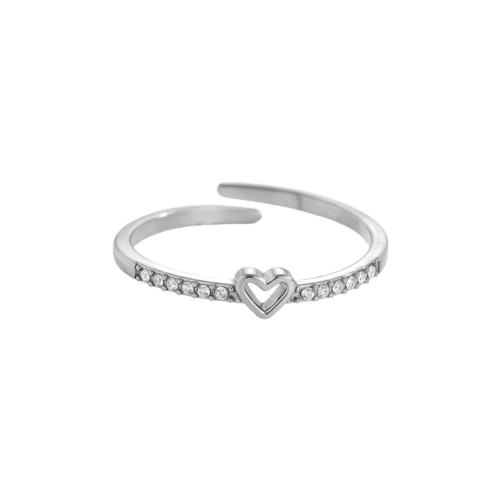 Small Heart In Diamonds Edelstahl Ring    