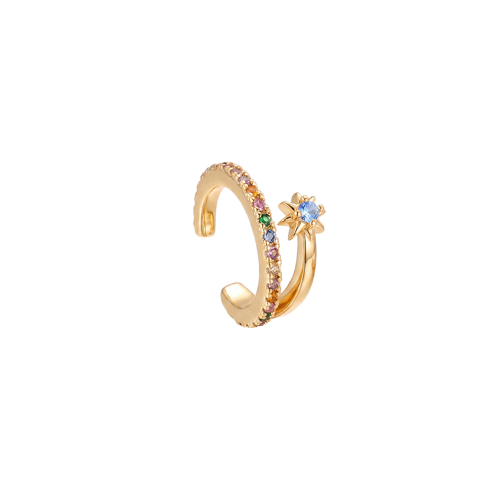 Vergoldete Ear-cuffs 14mm Zirkonia  Kleine Seestern