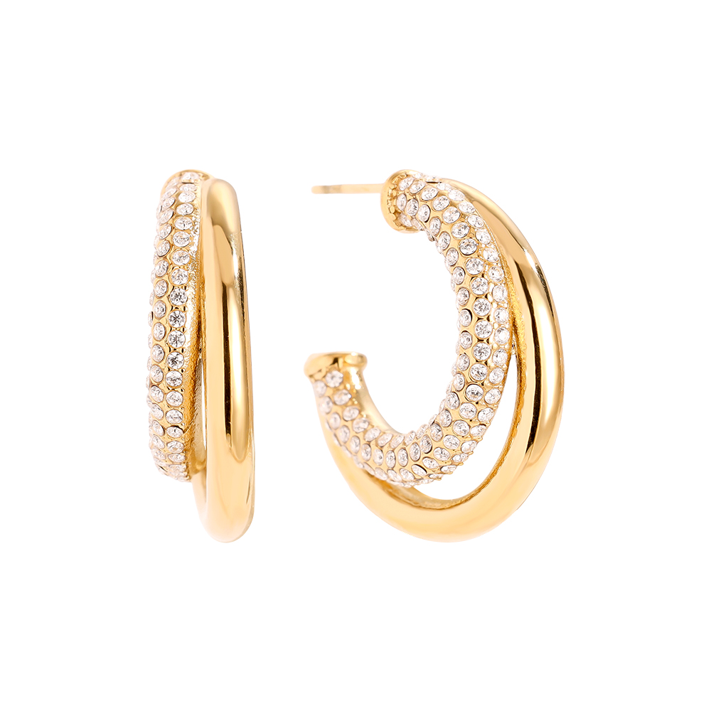 35mm Fine Diamond Hoop Edelstahl Ohrringe 