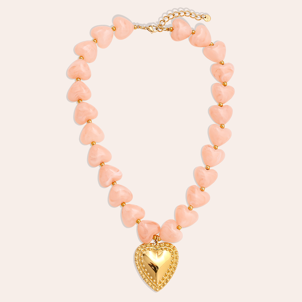 45cm Acrylic Heart Chian Edelstahl Halsketten 