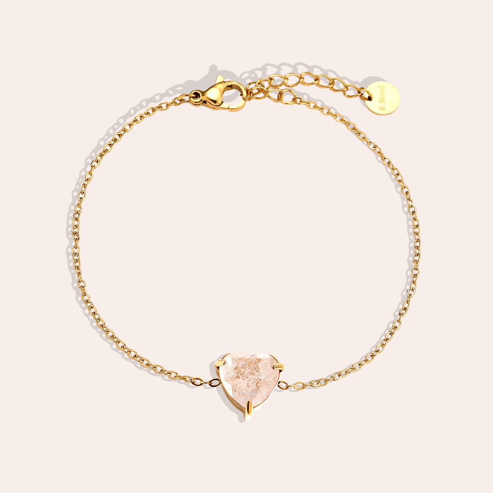 16cm Multi Color Diamond Heart Edelstahl Armband