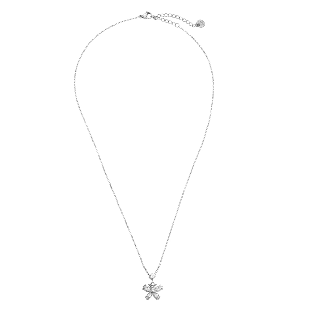 40cm Zirkonia Schmetterling Edelstahl Halskette 