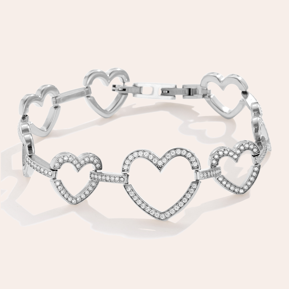19cm Diamond Hearts Edelstahl Armkette     