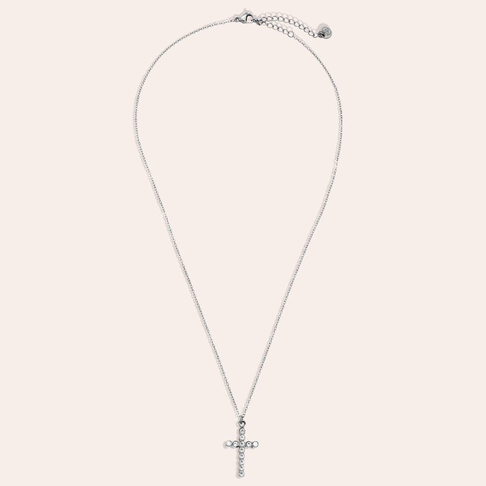 40cm Nice Diamond Cross Edelstahl Halskette  