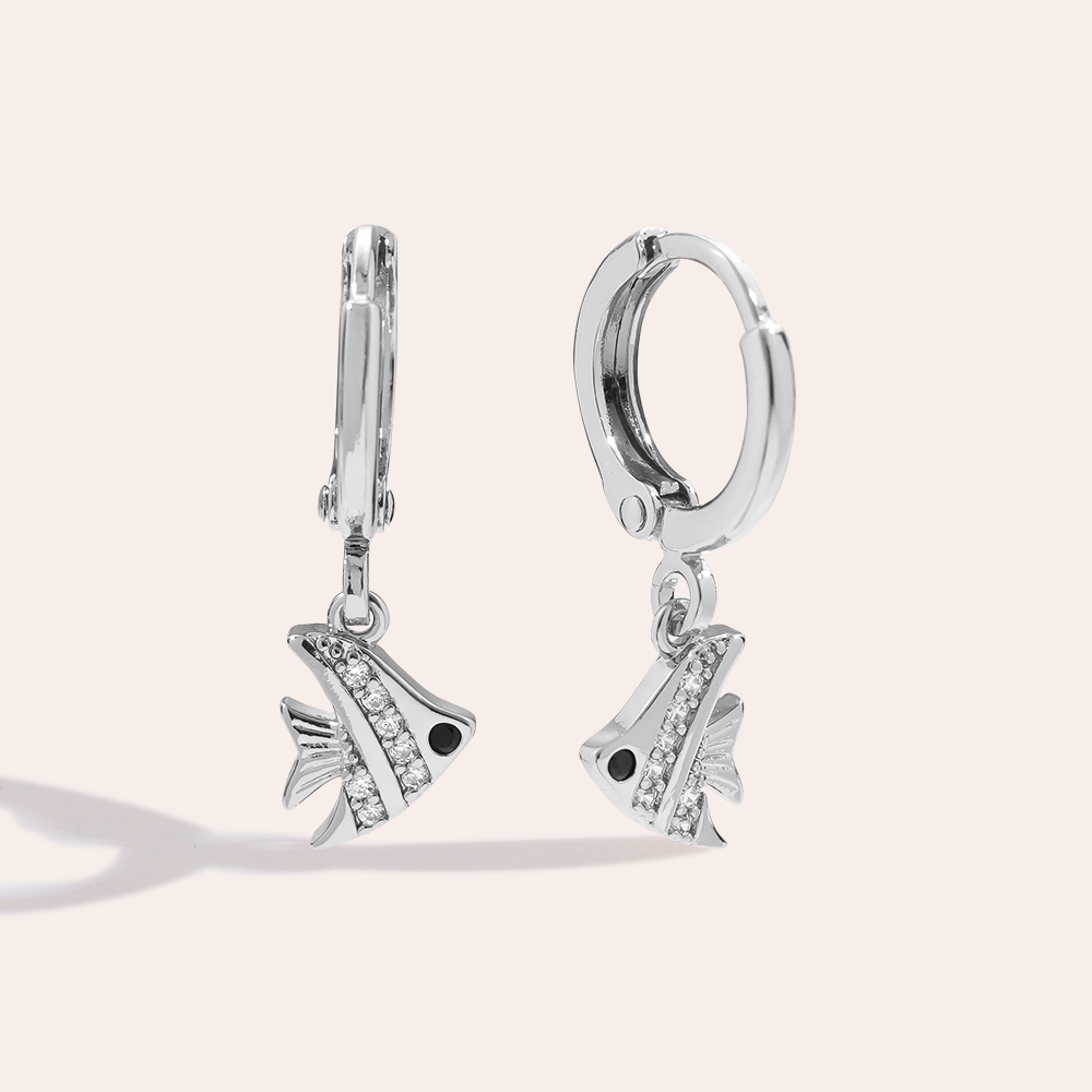23mm Cute Fish Diamond Vergoldete Ohrringe