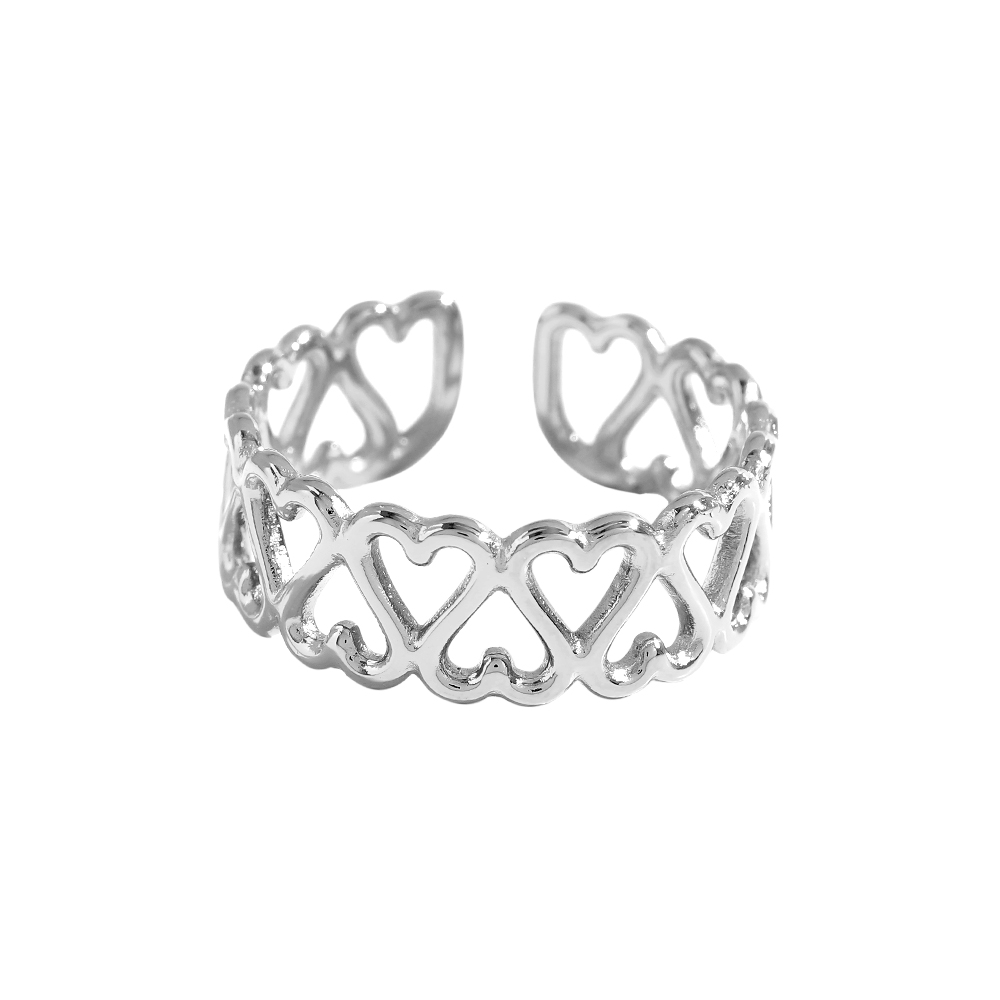Adjustable Many Hearts Edelstahl Ring