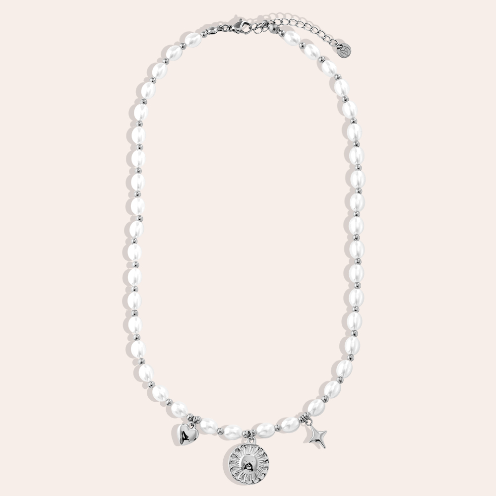 40cm Pearl Chain With Charms Edelstahl Halskette   