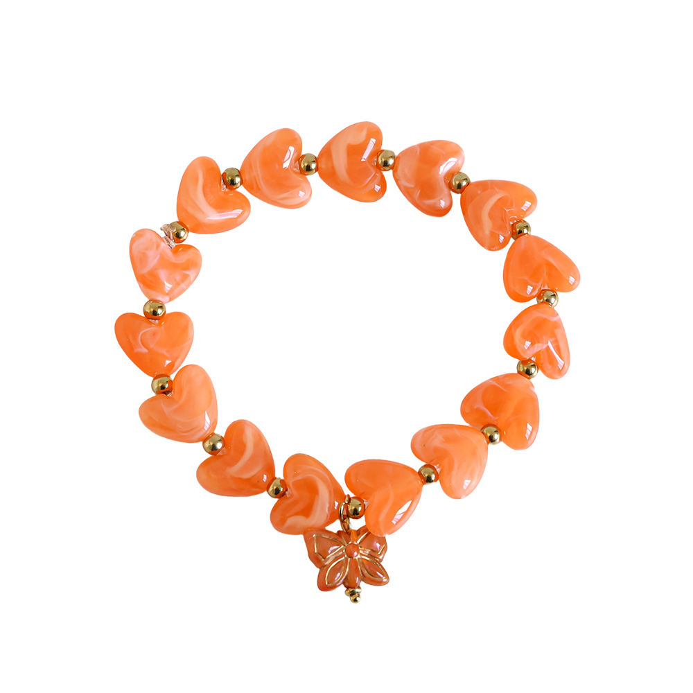 20cm Elastic Acrylic Heart Chian With Pendant Edelstahl Armkette      