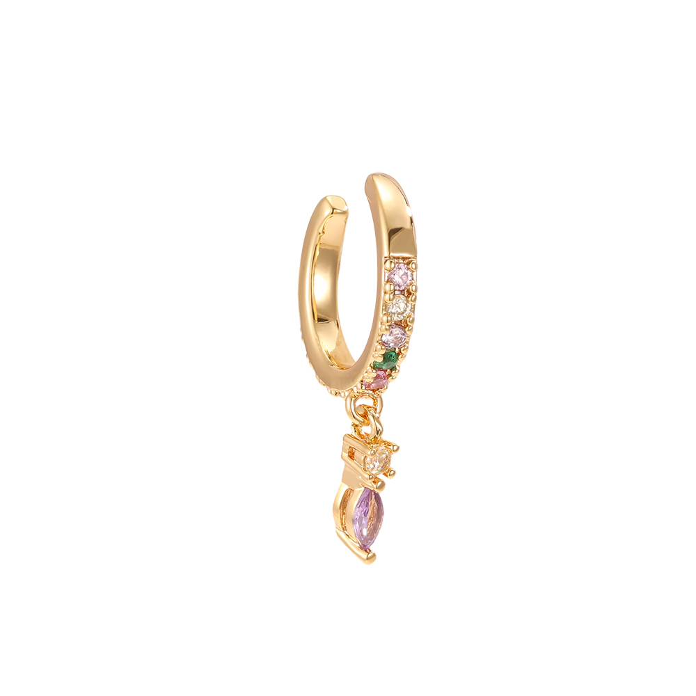 Vergoldete Ear-cuffs 14mm Zirkonia  Kleine Tropfenformiger 