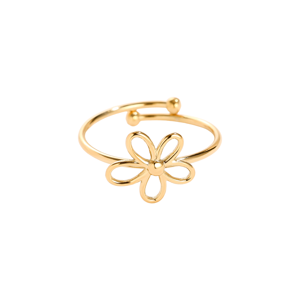 einfache Blume Edelstahl Ring    