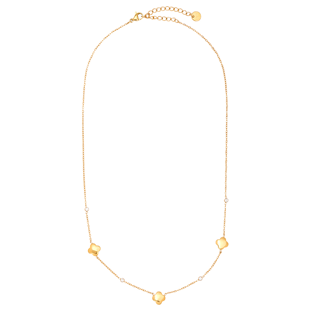 39cm Luckly Flower Plate Edelstahl Halskette 