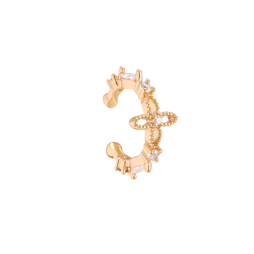 Vergoldete Ear-cuffs 15mm Zirkonia Singular Kleeblatt  