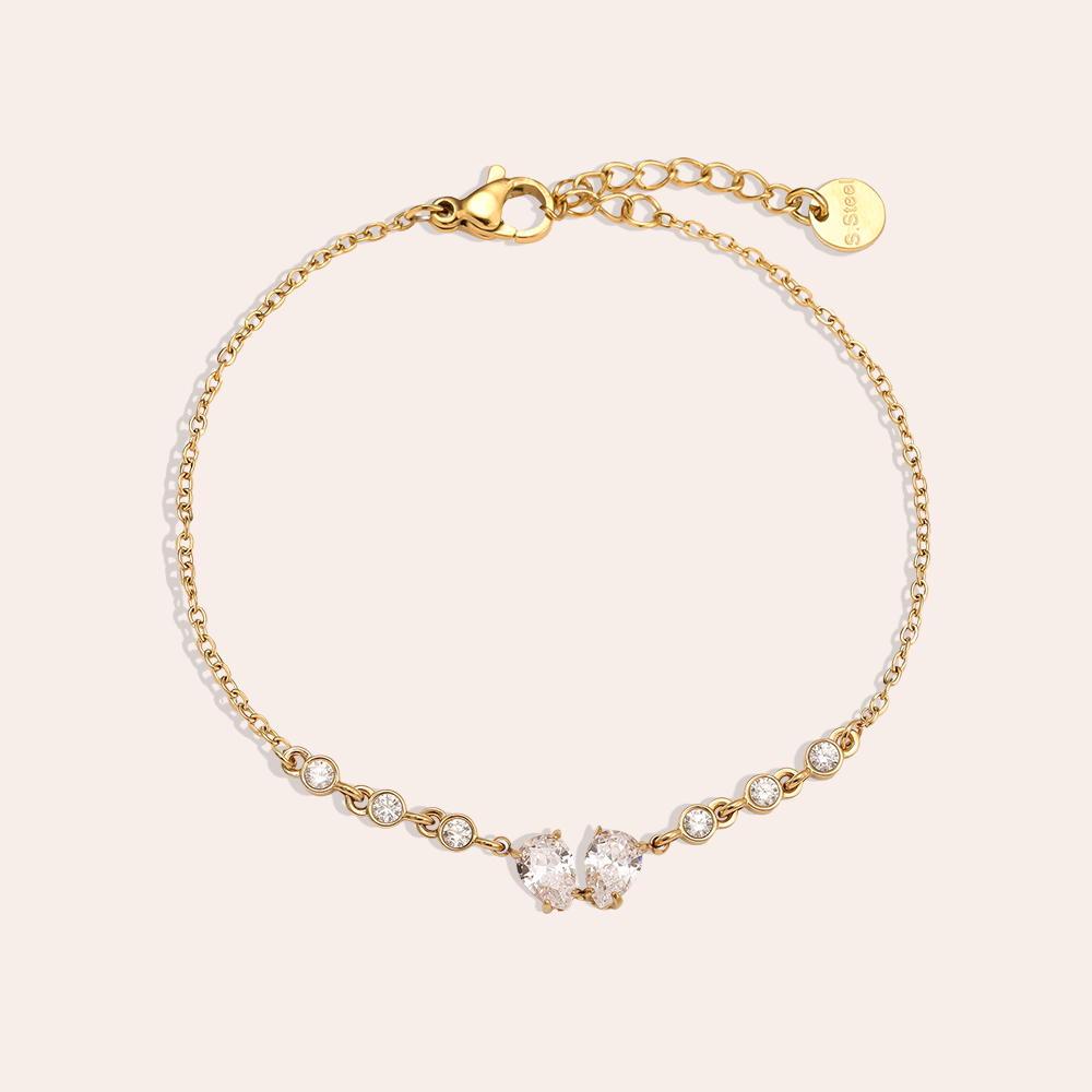 16cm Fancy Sparkling Diamond Edelstahl Armkette     