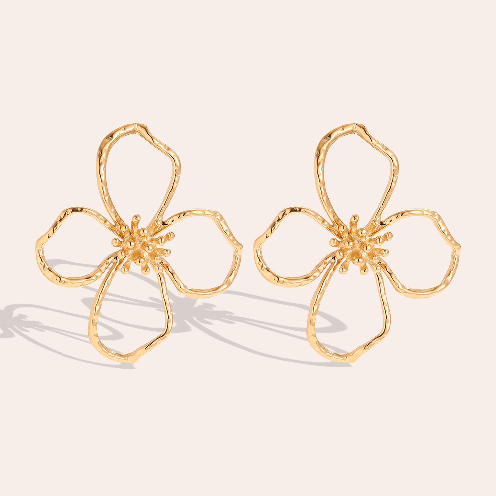 55*48mm große Blume Edelstahl Ohrringe   