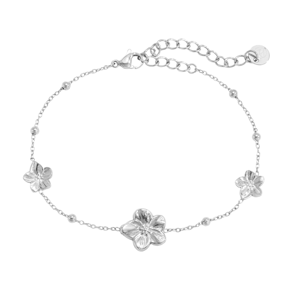 Edelstahl Armband 16cm drei Blüten