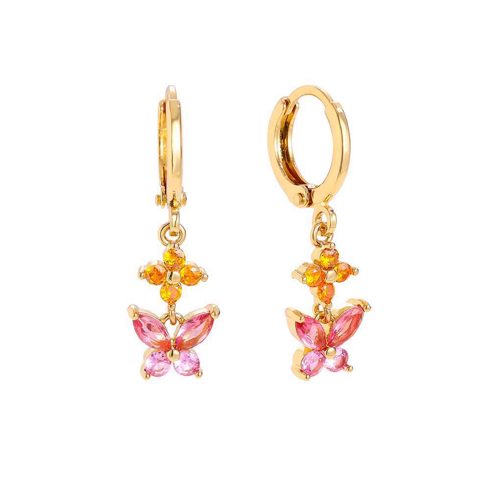 2.8cm Nice Colorful Diamond Butterfly Vergoldete Ohrringe   