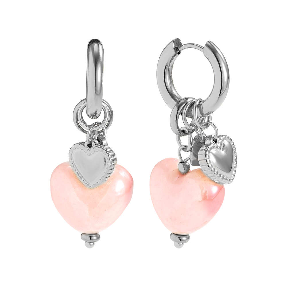 4.1*1.6cm Acrylic Pink Heart Edelstahl Ohrringe      