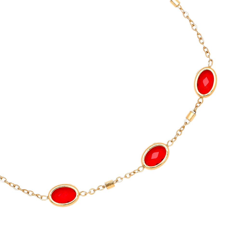 17cm Small Oval Glass Edelstahl Armkette   