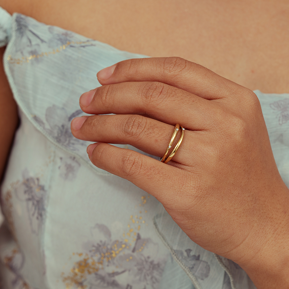 Verstellbarer Doppel Zirkonia Edelstahl Ring         