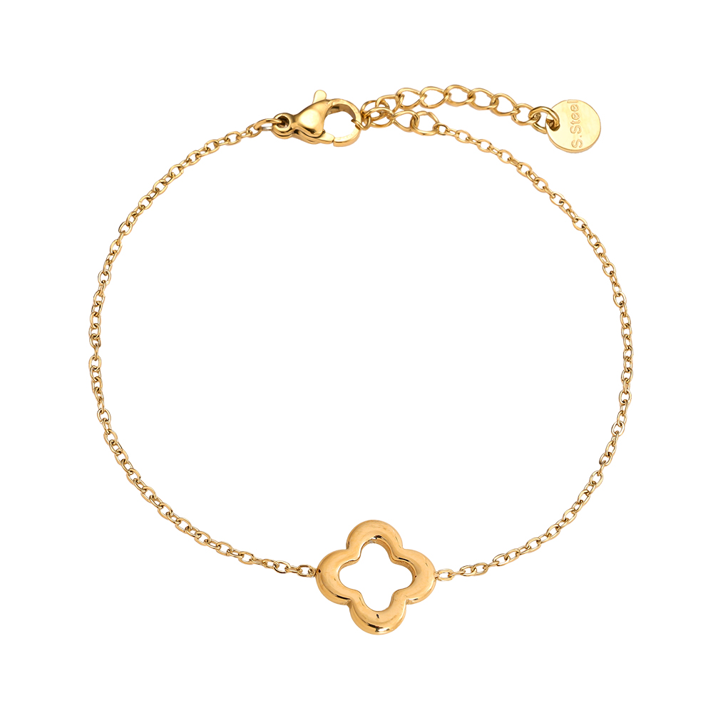 16cm Kleeblatt Edelstahl Armband 