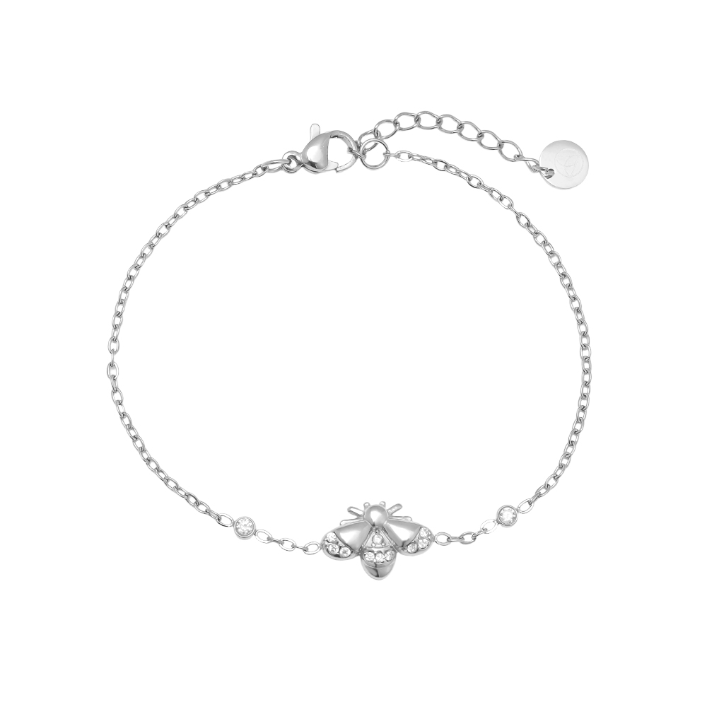 17cm Strassstein Bienen Edelstahl Armband