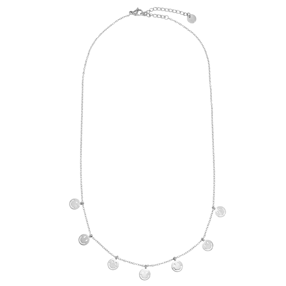 Edelstahl Halskette 40cm viele kleine Smileys