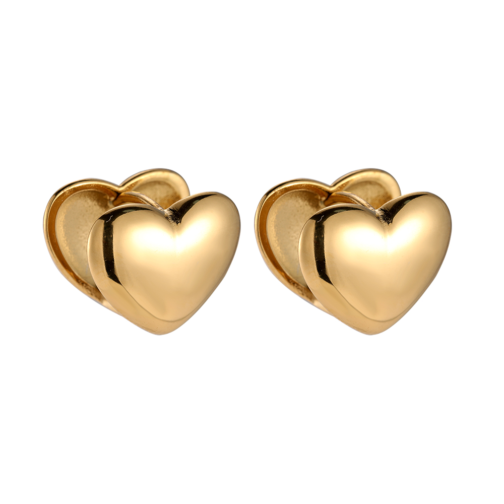 Edelstahl Ohrringe Double Layer Heart