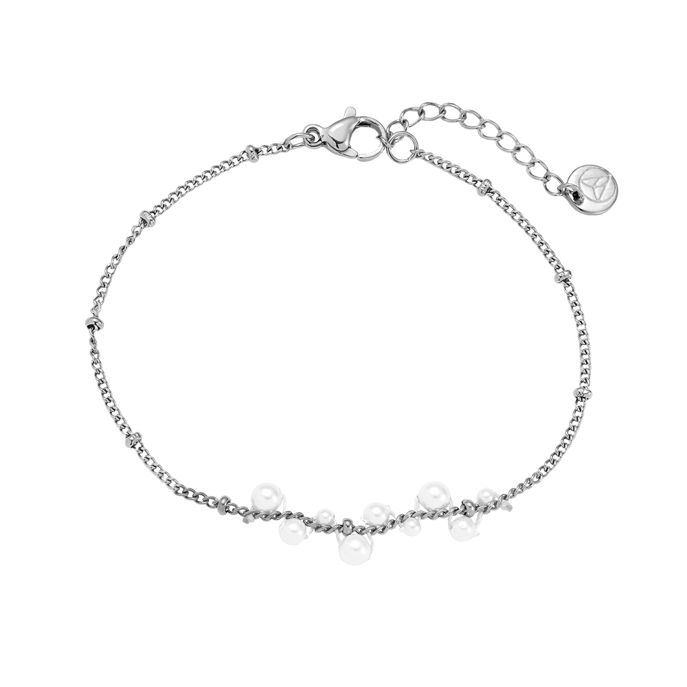 17cm Pearl Dots Edelstahl Armband   