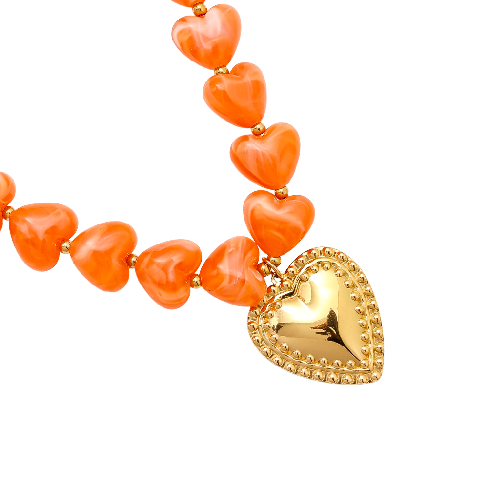 45cm Acrylic Heart Chian Edelstahl Halsketten 