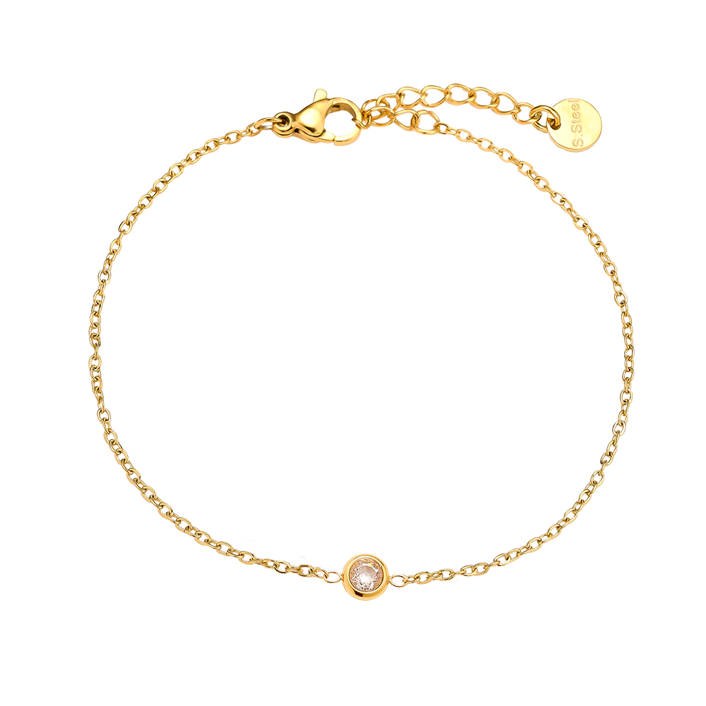 16cm Minimalistisches Zirkonia Edelstahl Armband