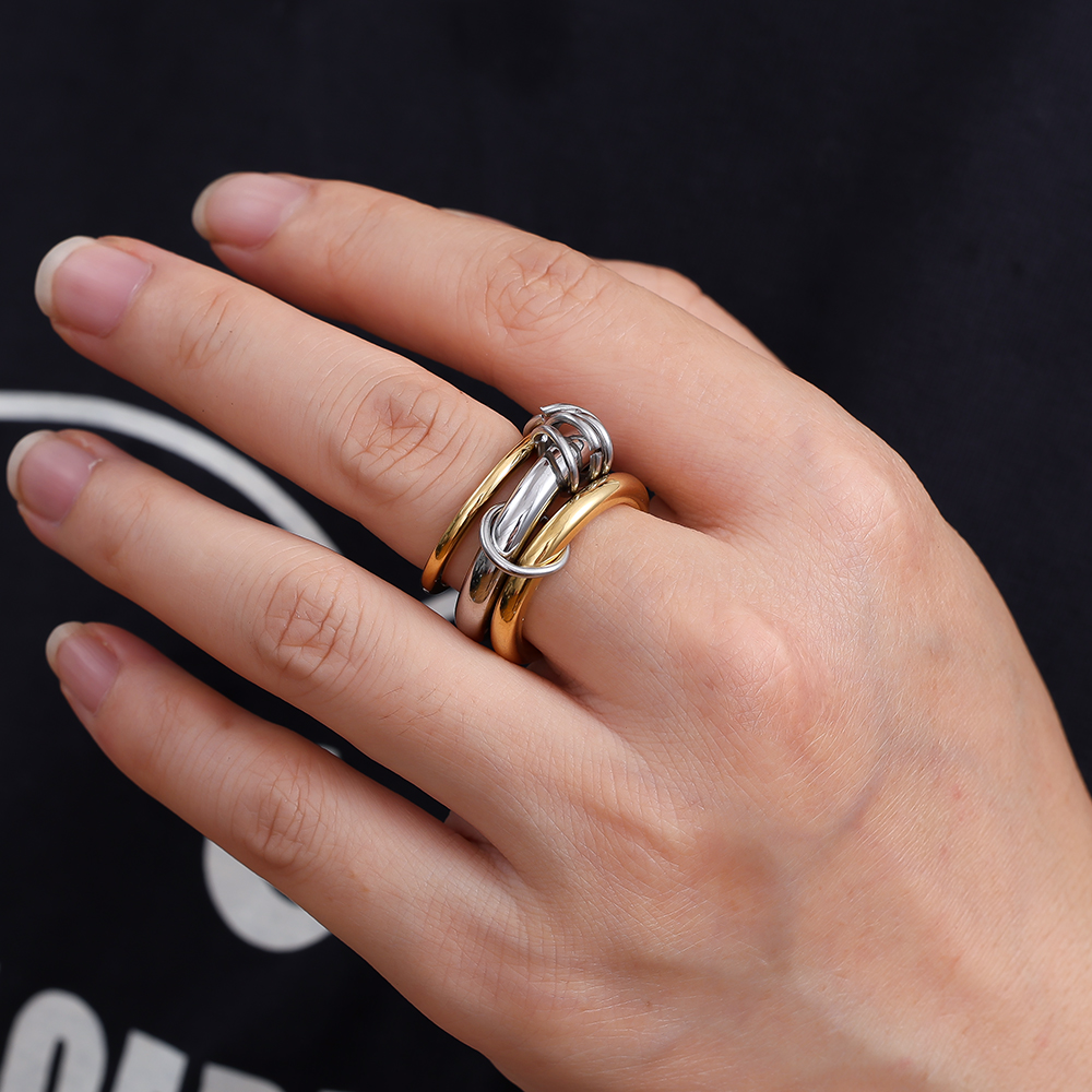 Three Layer Gold And Silver Ring Set Edelstahl Ring          