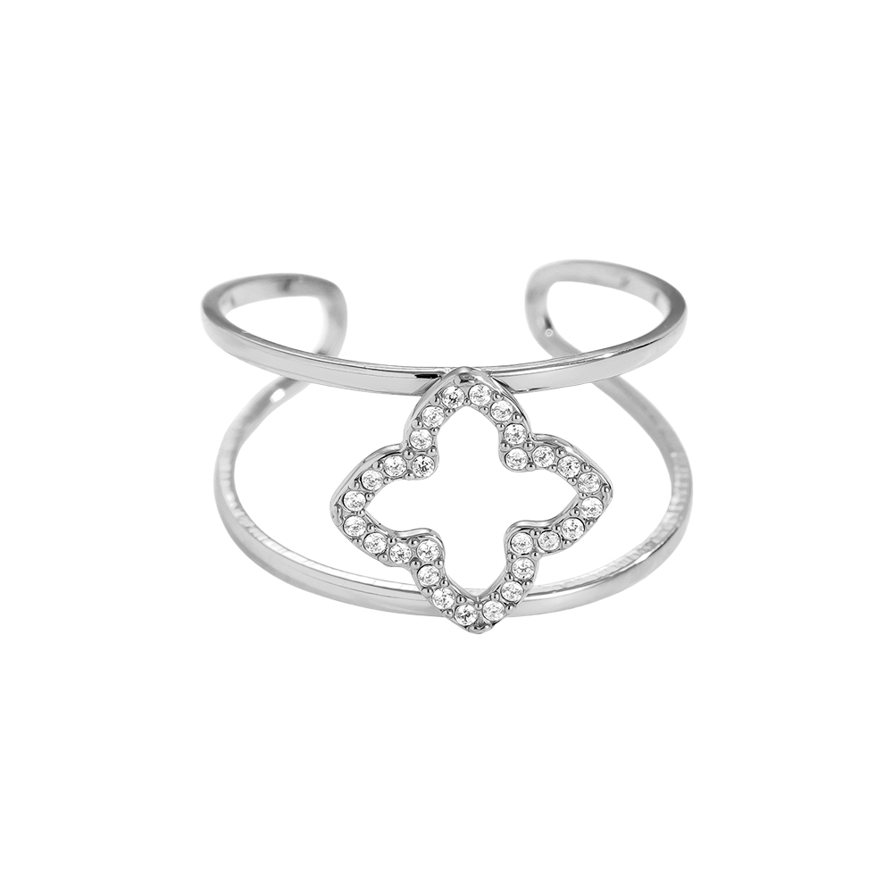 Sparkling Lucky Flower Edelstahl Ring     