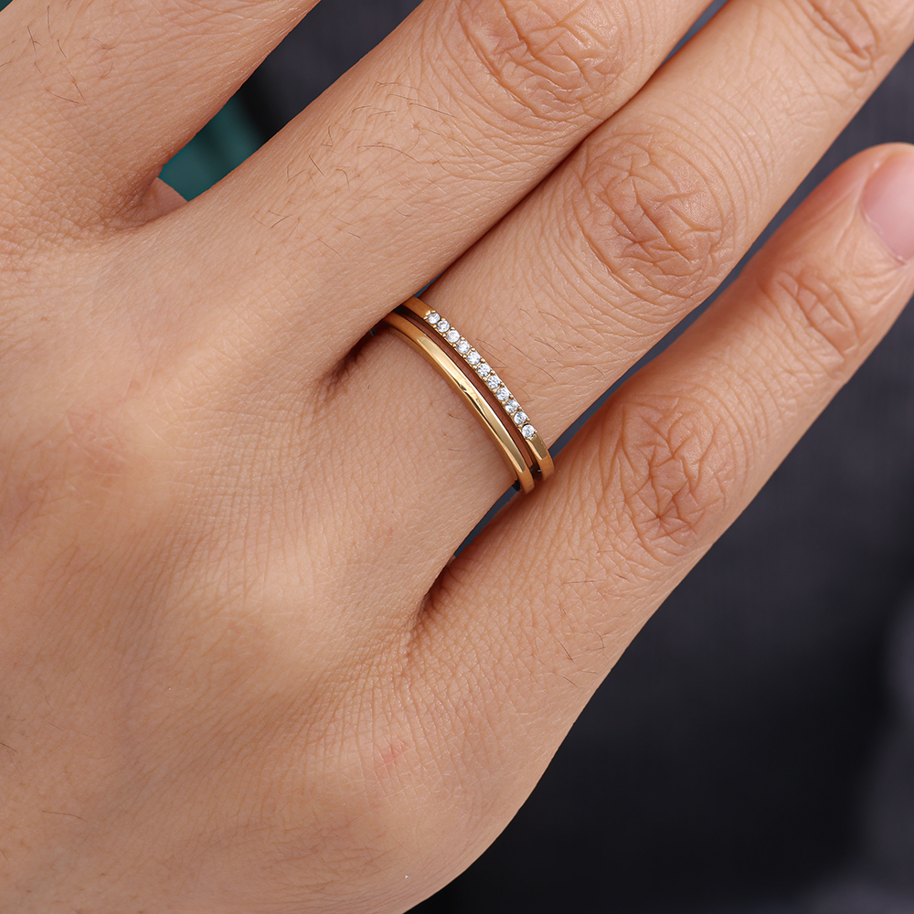 Easy Wraparound Diamond Edelstahl Ring     