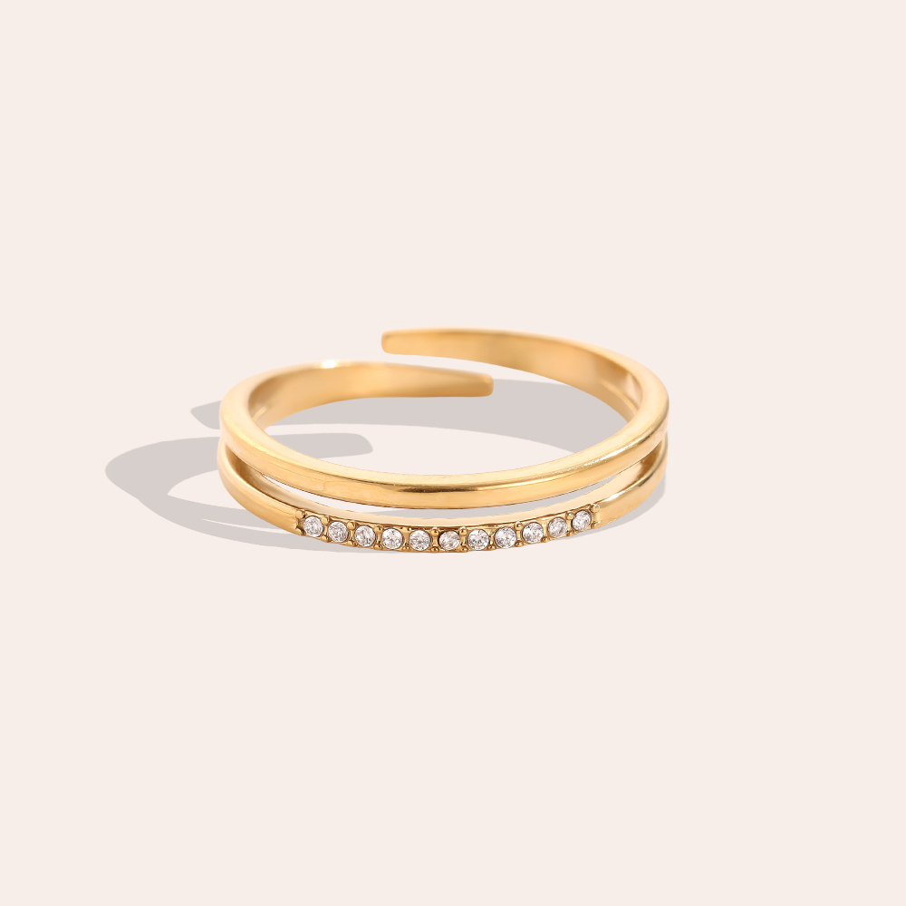Two Layer Simple Diamond Edelstahl Ring          