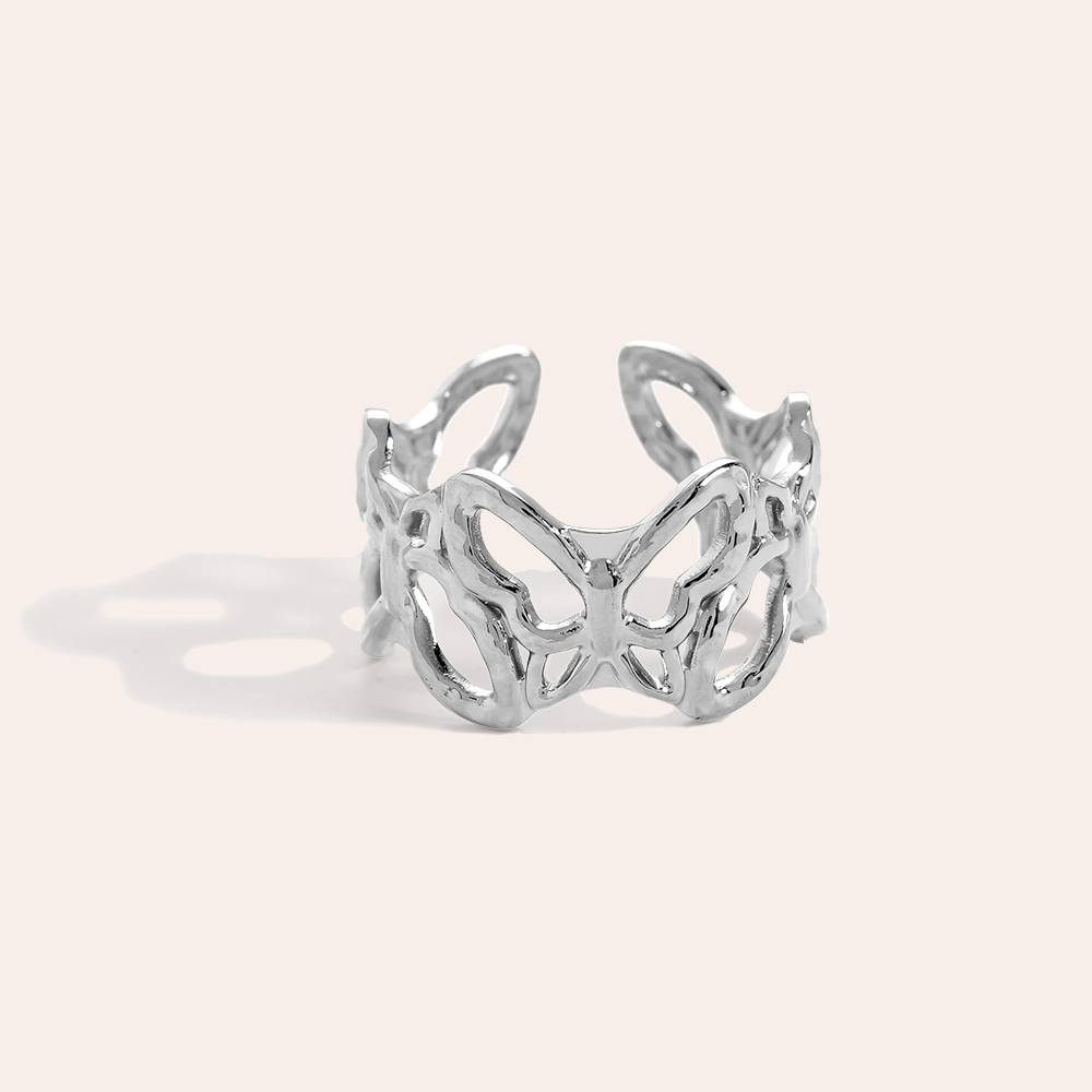 adjustable Butterfly Edelstahl Ring