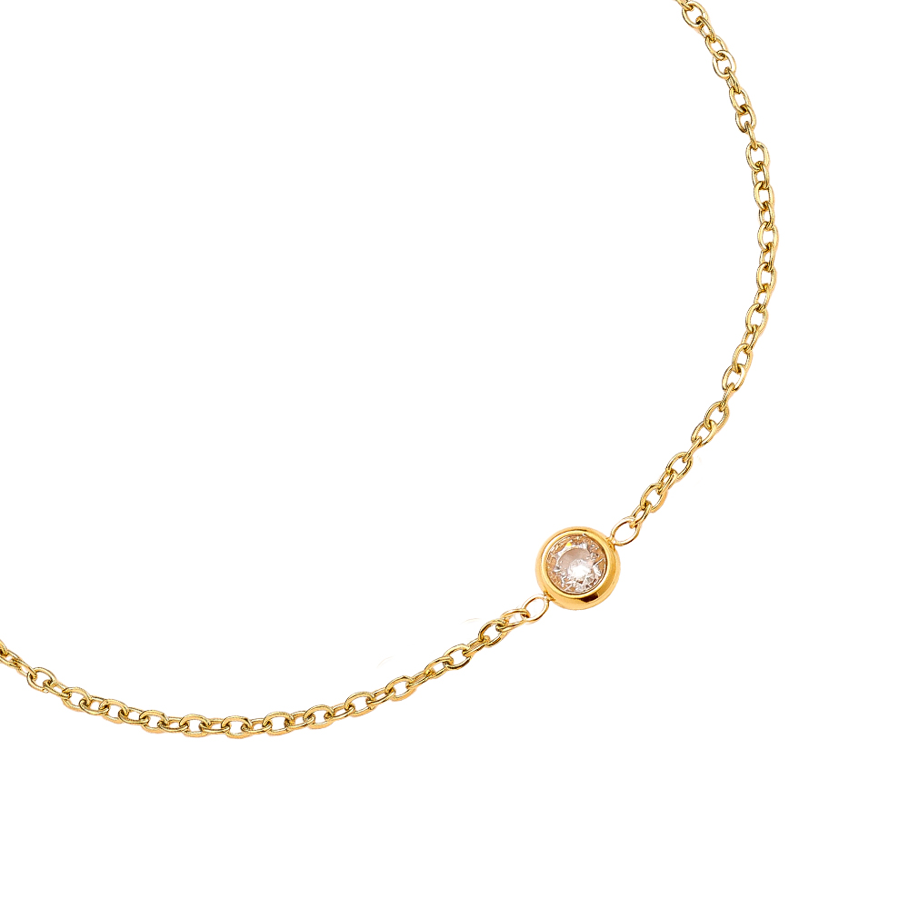 16cm Minimalistisches Zirkonia Edelstahl Armband